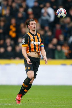 Hull City 'den Jacob Greaves # 4 numara Hull Bet Şampiyonası maçında Hull City, Blackburn Rovers' a karşı MKM Stadyumu, Hull, Birleşik Krallık, 29 Ekim 202