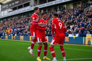 Middlesborough 'dan Chuba Akpom # 29, 29 Ekim 202' de Deepdale, Preston, Birleşik Krallık 'ta oynanan Sky Bet Şampiyonası maçında 0-1 kazanma hedefini kutluyor.