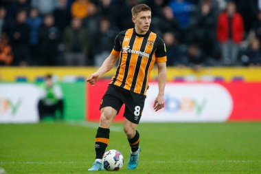 Hull City 'den Greg Docherty 29 Ekim 202' de Hull City 'nin MKM Stadyumu' nda Blackburn Rovers 'a karşı oynadığı maçta.