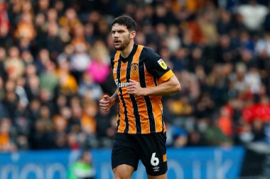 Hull City 'den Tobias Figueiredo # 6 Sky Bet Şampiyonası maçında Hull City, MKM Stadyumu' nda Blackburn Rovers 'a karşı, 29 Ekim 202