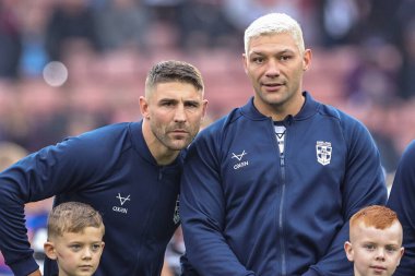 İngiltere 'den Tommy Makinson ve İngiltere' den Ryan Hall 2021 Dünya Rugby Ligi Kupası 'nda İngiltere' ye karşı Yunanistan Bramall Lane, Sheffield, Birleşik Krallık, 29 Ekim 202