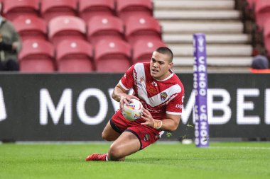 Tonga 'dan Tui Lolohea, 30 Ekim 202' de İngiltere 'nin Middlesbrough kentindeki Riverside Stadyumu' nda oynanan Rugby Ligi Dünya Kupası 2021 Grubu D Grubu maçına gidiyor.