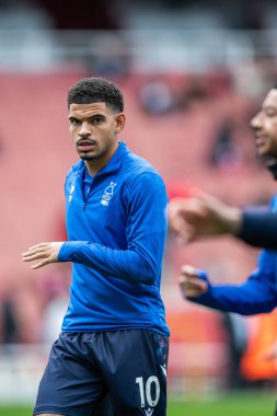 Nottingham Ormanı 'ndan Morgan Gibbs-White # 10 Premier League karşılaşmasından önce Arsenal Nottingham Ormanı' na karşı Emirates Stadyumu, Londra, 30 Ekim 202
