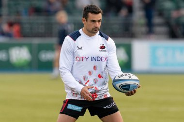 Alex Lozowski # 13. Saracens, 30 Ekim 202 'de StoneX Stadyumu' nda oynanan Gallagher Premiership maçından önce ısınıyor.