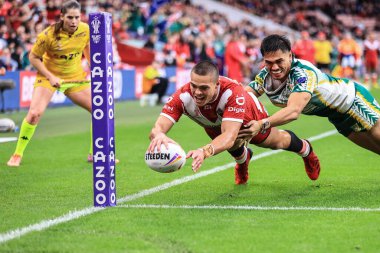 Tonga 'dan Tui Lolohea, 30 Ekim 202' de İngiltere 'nin Middlesbrough kentindeki Riverside Stadyumu' nda oynanan Rugby Ligi Dünya Kupası 2021 Grubu D Grubu maçına gidiyor.