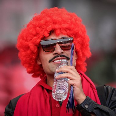 Tonga taraftarları, Rugby Ligi Dünya Kupası 2021 Grubu D Grubu karşılaşması öncesinde Riverside Stadyumu, Middlesbrough, Birleşik Krallık 'ta bulunan Tonga vs Cook Adaları' na geldiler.