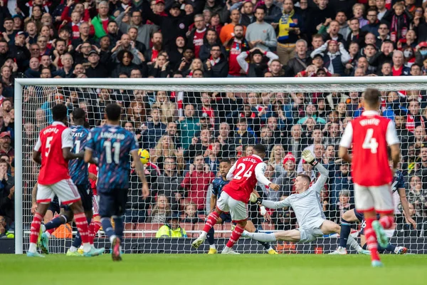 Reiss Nelson Arsenal Poäng Sin Första Eftermiddagen Premier League Match — Stockfoto