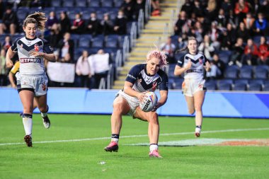 Amy Hardcastle England, İngiltere Bayanlar Rugby Ligi 2021 Dünya Kupası 'nda 1 Kasım 202' de Headingley Stadyumu 'nda İngiltere Kadınlar ve Brezilya Kadınlar maçına gidiyor.