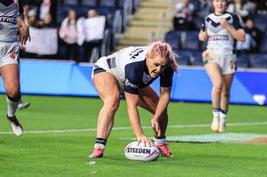 Amy Hardcastle England, İngiltere Bayanlar Rugby Ligi 2021 Dünya Kupası 'nda 1 Kasım 202' de Headingley Stadyumu 'nda İngiltere Kadınlar ve Brezilya Kadınlar maçına gidiyor.
