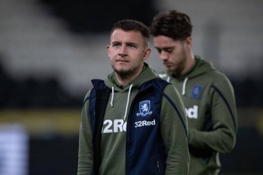 Middlesbrough 'dan Caolan Boyd-Munce # 20 numara, 1 Kasım 202' de MKM Stadyumu 'nda Hull City ve Middlesbrough maçının öncesinde MKM Stadyumu' na vardı.