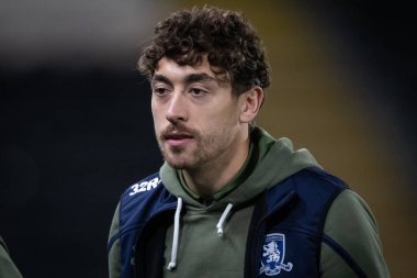 Middlesbrough 'dan 25 numaralı Matt Crooks, 1 Kasım 202' de MKM Stadyumu 'nda Hull City ve Middlesbrough maçının öncesinde MKM Stadyumu' na geldi.