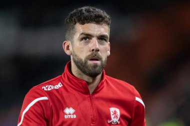 Middlesbrough 'dan Tommy Smith # 14 numaralı maç öncesi ısınma maçı Hull City - Middlesbrough maçı öncesinde MKM Stadyumu, Hull, İngiltere, 1 Kasım 202