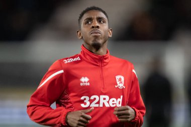 Middlesbrough 'dan Isaiah Jones... 1 Kasım 202' de Hull City, Hull Stadyumu 'nda oynanan... Sky Bet Şampiyonası maçı öncesinde ısınma turu öncesi...