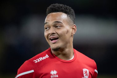 Middlesbrough 'dan Rodrigo Muniz # 9 numaralı maç öncesi ısınma maçı öncesinde Hull City, Middlesbrough' a karşı MKM Stadyumu, Hull, İngiltere 1 Kasım 202