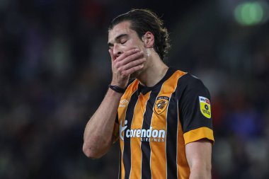 Hull City 'nin, Hull City' nin 1 Kasım 202 'de MKM Stadyumu' nda oynanan ve Hull City 'nin Middlesbrough' a karşı oynadığı maçta kaybettiği maçın ardından 4 numaralı depresif Jacob Greaves.