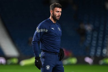 Blackpool 'dan Gary Madine # 14. Maç öncesi ısınma turu sırasında West Bromwich Albion, Blackpool' a karşı The Hawthorns, West Bromwich, İngiltere, 1 Kasım 202