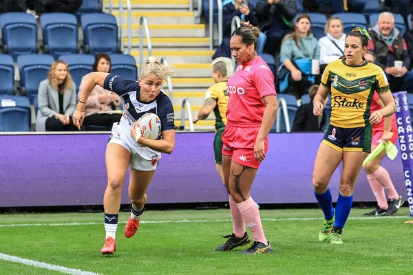 Tara Stanley England Går Över För Ett Försök Women Rugby — Stockfoto
