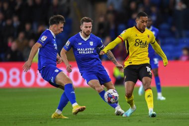 Cardiff City, Cardiff City Stadyumu 'nda Cardiff City - Watford maçında Cardiff City # 29 numaralı Mark Harris' in baskısı altında.