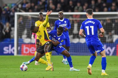 Cardiff City, Cardiff City Stadyumu 'nda Cardiff City - Watford maçında Cardiff City # 37 numaralı Cardiff City maçında Niels Nkounkou' nun baskısı altında Ken Sema # 12.