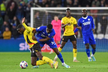 Cardiff City, Cardiff City Stadyumu 'nda Cardiff City - Watford maçında Cardiff City # 37 numaralı Cardiff City maçında Niels Nkounkou' nun baskısı altında Ken Sema # 12.