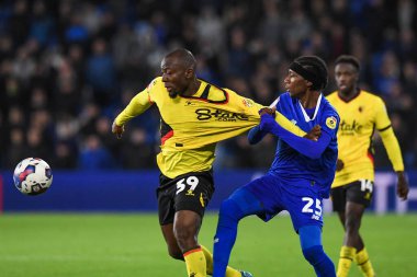 Cardiff City 'den Jaden Philogene-Bidace # 25 ve Watford' dan Edo Kayembe # 39 numara Cardiff City - Watford maçı sırasında Cardiff City - Watford Cardiff Stadyumu, Birleşik Krallık, 2 Kasım 202