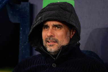 UEFA Şampiyonlar Ligi maçında Manchester City - Sevilla maçında Manchester City teknik direktörü Pep Guardiola, Etihad Stadyumu, Manchester, İngiltere, 2 Kasım 202