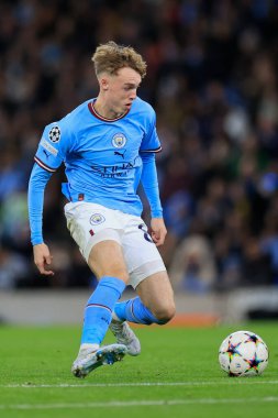 Manchester City 'den Cole Palmer # 80 UEFA Şampiyonlar Ligi maçı sırasında Etihad Stadyumu' nda Manchester City 'ye karşı Sevilla maçı, 2 Kasım 202