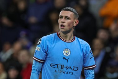 Manchester City ile Manchester City arasındaki UEFA Şampiyonlar Ligi maçı sırasında 47 numaralı Phil Foden, Etihad Stadyumu 'nda 2 Kasım 202