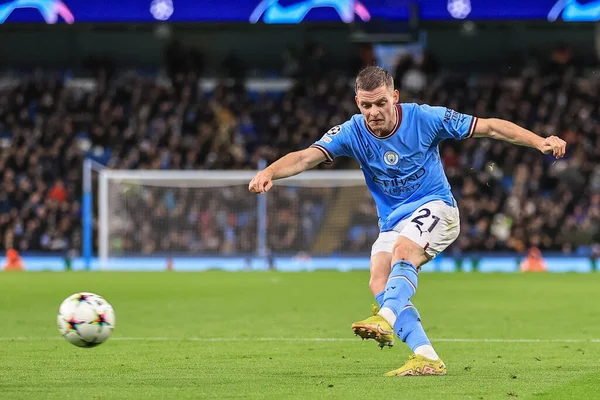 Sergio Gmez Van Manchester City Maakt Kans Doelpunt Tijdens Uefa — Stockfoto