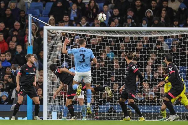 Rben Dias Manchester City Has Shot Goal Uefa Champions League — Stock Photo, Image