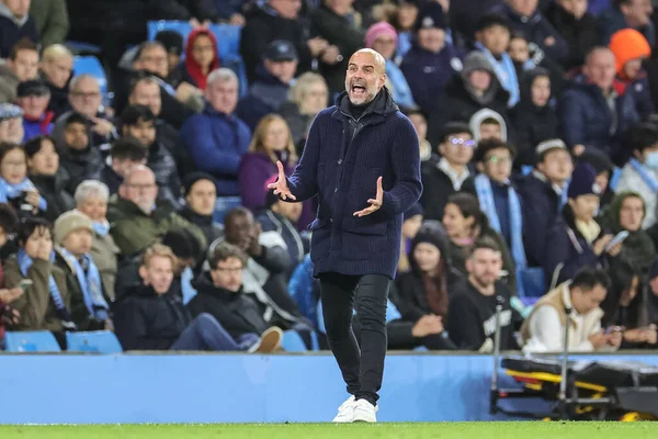 Pep Guardiola Manager Van Manchester City Reageert Tijdens Uefa Champions — Stockfoto