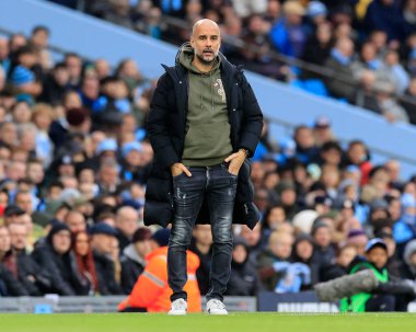 Premier Lig maçında Manchester City, Etihad Stadyumu 'nda Fulham' a karşı oynayan Manchester City teknik direktörü Pep Guardiola, 5 Kasım 202