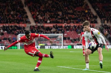 Middlesbrough 'dan Isaiah Jones 5 Kasım 202' de Middlesbrough, Middlesbrough 'da Middlesbrough-Bristol City maçında bir haç vuruyor.