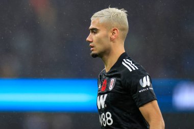 Premier Lig maçında Fulham 'dan Andreas Pereira # 18 Etihad Stadyumu' nda Manchester City Fulham 'a karşı, 5 Kasım 202