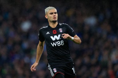 Premier Lig maçında Fulham 'dan Andreas Pereira # 18 Etihad Stadyumu' nda Manchester City Fulham 'a karşı, 5 Kasım 202