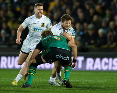 Exeter Chiefs 'ten Alex Hepburn, Northampton Saints' in Northampton Premiership maçında Northampton Saints 'e karşı Exeter Chiefs' in Franklin 's Gardens, Northampton, 4.