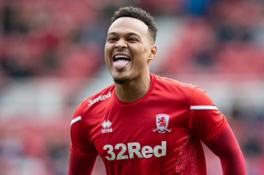 Middlesbrough # 9. Rodrigo Muniz 5 Kasım 202 'de İngiltere' nin Riverside Stadyumu 'nda oynanan Middlesbrough-Bristol maçı öncesinde oynanan ön hazırlık maçında ısındı.