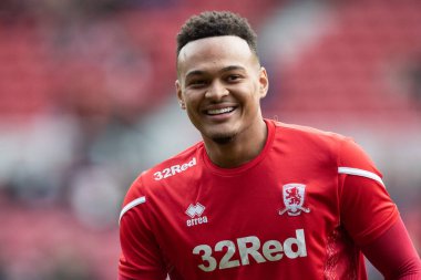 Middlesbrough # 9. Rodrigo Muniz 5 Kasım 202 'de İngiltere' nin Riverside Stadyumu 'nda oynanan Middlesbrough-Bristol maçı öncesinde oynanan ön hazırlık maçında ısındı.