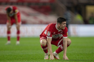 Middlesbrough Sky Bet Şampiyonası 'nda Middlesbrough' a karşı Bristol City, Riverside Stadyumu 'nda oynanan maçın ardından Middlesbrough 26 numaralı depresif Darragh Lenihan maçı.