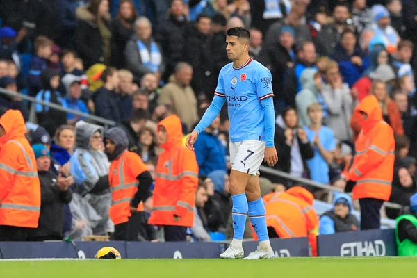 Joao Cancelo Dari Manchester City Dikeluarkan Dari Lapangan Saat Pertandingan — Stok Foto
