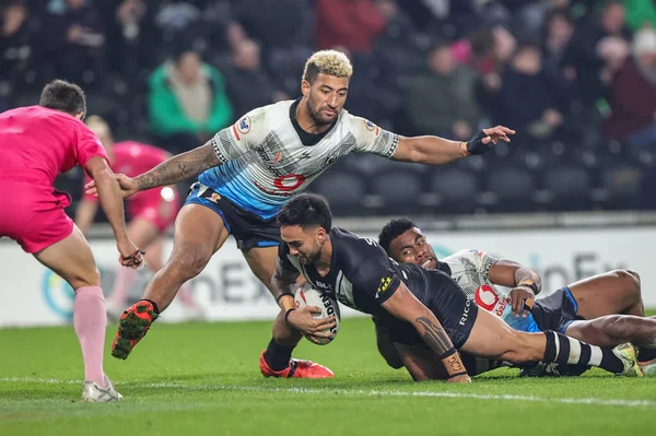 Briton Nikora Nya Zeeland Går Över För Ett Försök Rugby — Stockfoto