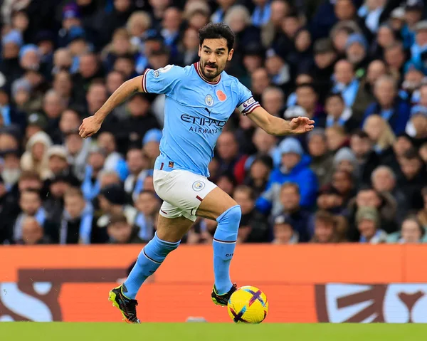 Ilkay Gundogan Von Manchester City Läuft Mit Dem Ball Während — Stockfoto