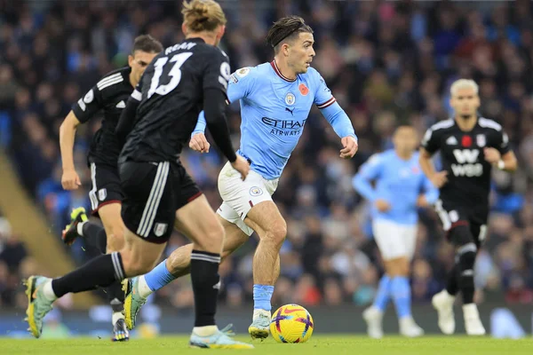 Jack Grealish Del Manchester City Corre Con Palla Durante Partita — Foto Stock