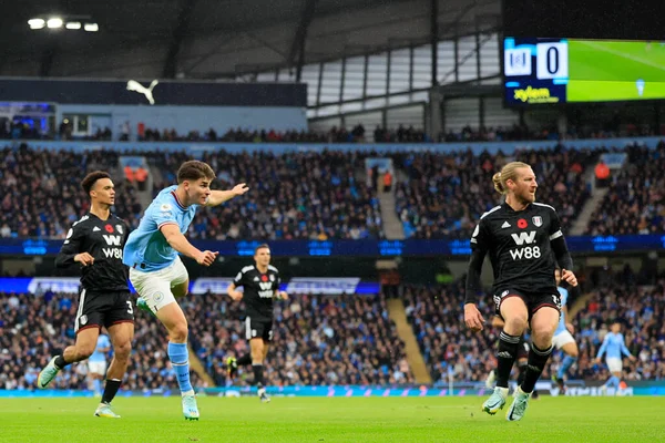 Julian Alvarez Van Manchester City Scoort Tijdens Premier League Match — Stockfoto