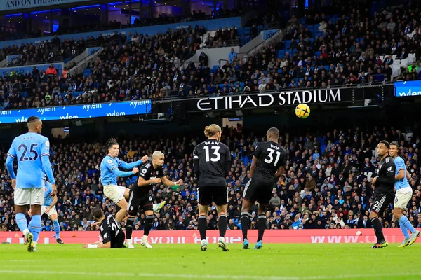 Jack Grealish Manchester City Tem Tiro Gol Durante Jogo Premier — Fotografia de Stock