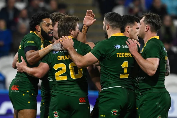 Josh Addo Carr Australia Celebra Intento Durante Copa Mundial Rugby —  Fotos de Stock