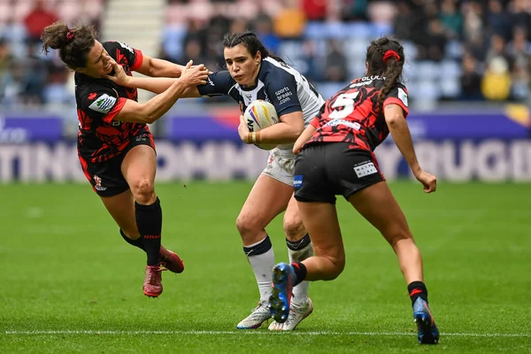 Carrie Roberts England Försvarar Gabrielle Hindley Kanada Women Rugby League — Stockfoto