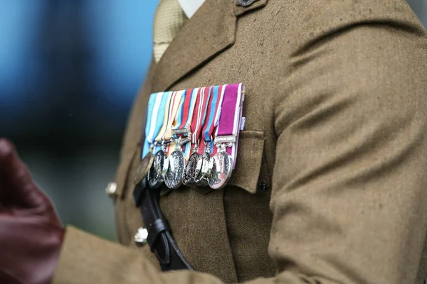 stock image Medals seen on a war veteran during the Sky Bet Championship match Millwall vs Hull City at The Den, London, United Kingdom, 5th November 202