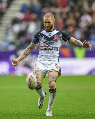 İngiltere 'den Sam Tomkins Rugby Ligi Dünya Kupası 2021 çeyrek final karşılaşmasında İngiltere ile Papua Yeni Gine arasındaki DW Stadyumu, Wigan, İngiltere, 5 Kasım 202