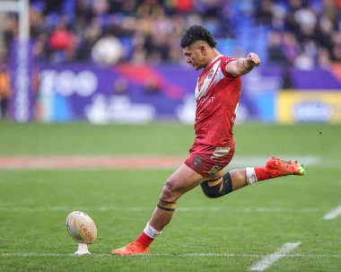 Tonga 'dan Isaiya Katoa, 6 Kasım 202' de İngiltere 'nin Warrington kentinde oynanan Halliwell Jones Stadyumu' nda oynanan Rugby Ligi 2021 Dünya Kupası çeyrek final maçında 12-12 'lik bir penaltı kaydetti.